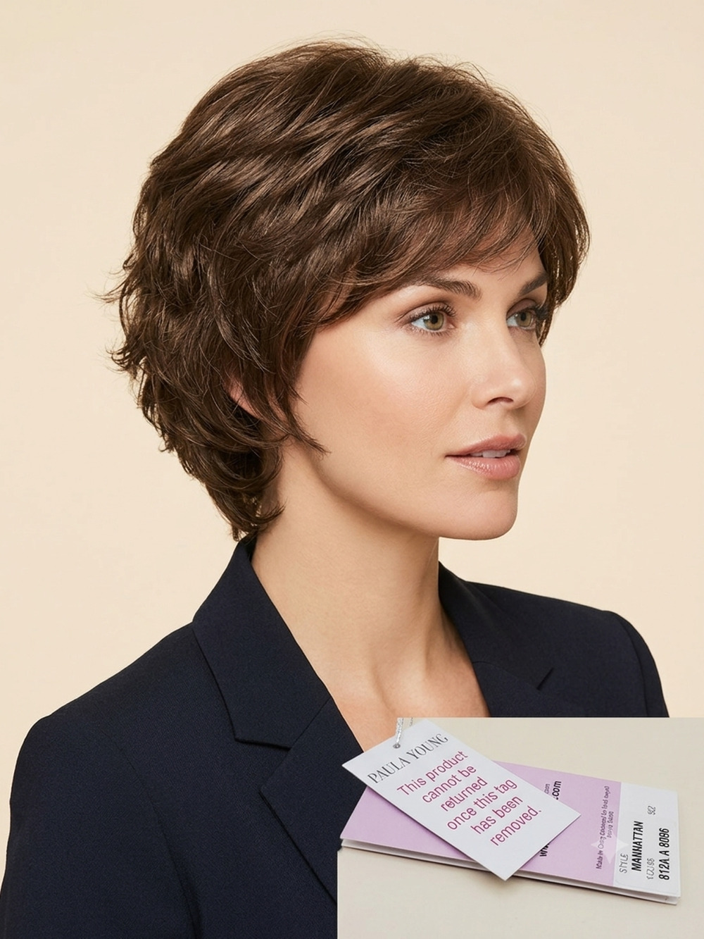 Paula Young Manhattan Human Hair Wig Average Brown Mix 812A A5068
